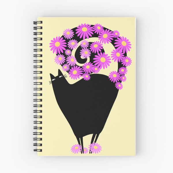Item preview, Blooming Pink Flowers Black Cat designed and sold by poket.piktures.