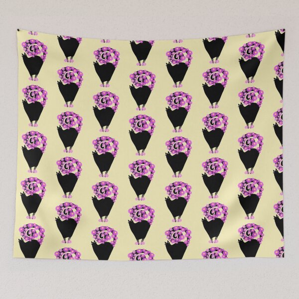 Item preview, Blooming Pink Flowers Black Cat designed and sold by poket.piktures.