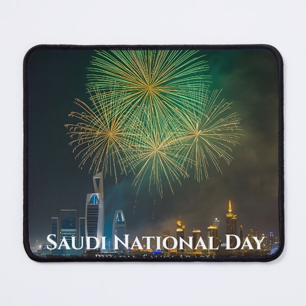 Item preview, Saudi National Day Fireworks Riyadh Saudi Arabia — Kingdom Centre Tower Wall Art Print, Celebration Poster, KSA National Day Decor designed and sold by GoldenVerseArt.