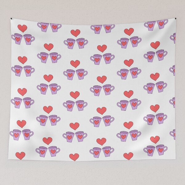 Item preview, Cute Love Cups Kawaii Couple Mug With Heart designed and sold by GiftArtfuuArt.