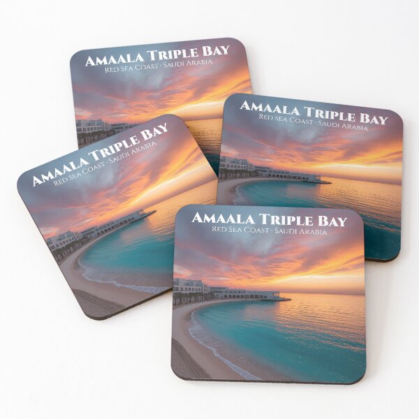 Item preview, Amaala Triple Bay Red Sea Coast Saudi Arabia — Luxury Resort  Wall Art Print, Saudi Travel Poster, Red Sea KSA Decor designed and sold by GoldenVerseArt.