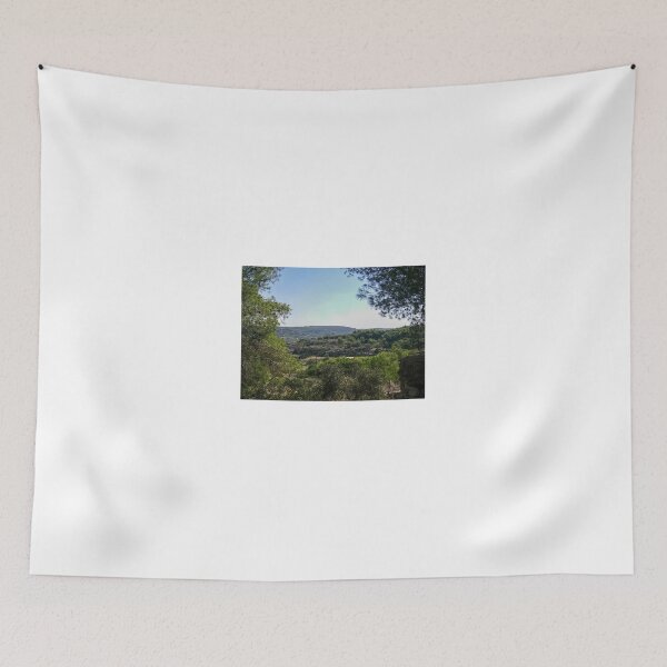 Item preview, Sunlit Mediterranean Countryside Valley Framed by Pine Trees Overlooking Rolling Hills and Olive Groves designed and sold by Nmallia.