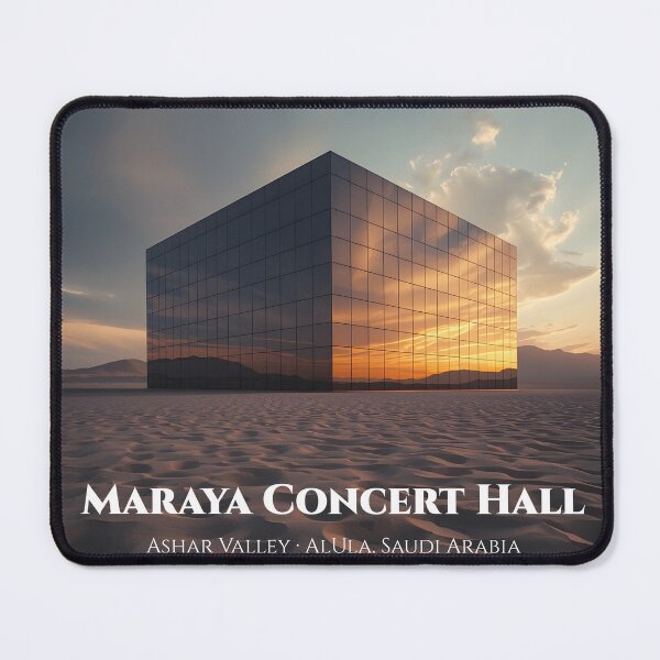 Item preview, Maraya Concert Hall AlUla Saudi Arabia — World's Largest Mirrored  Building Wall Art Print, Ashar Valley Travel Poster, KSA Decor designed and sold by GoldenVerseArt.