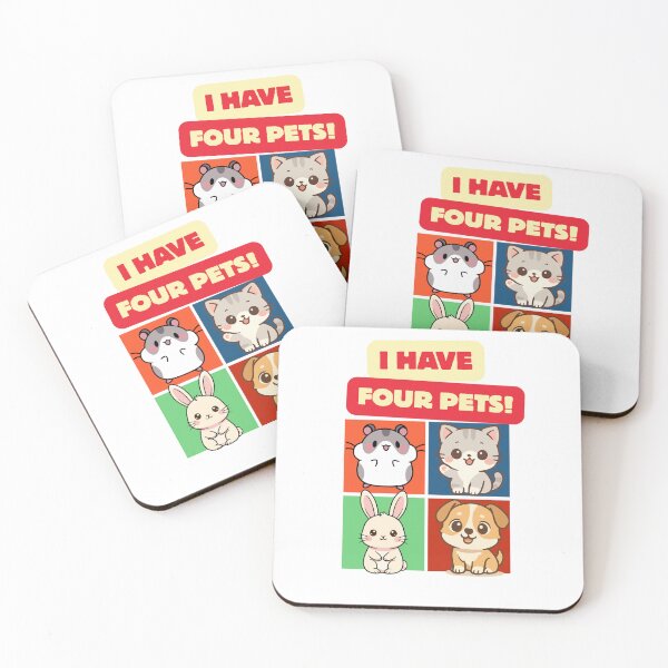 Item preview, Cute Four Pets Kawaii Animals - Hamster, Cat, Bunny, Dog Cartoon Pet Lover Design designed and sold by CreatiWorks.
