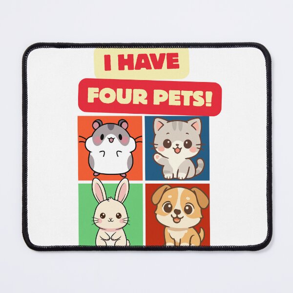 Item preview, Cute Four Pets Kawaii Animals - Hamster, Cat, Bunny, Dog Cartoon Pet Lover Design designed and sold by CreatiWorks.
