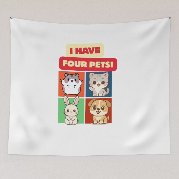 Item preview, Cute Four Pets Kawaii Animals - Hamster, Cat, Bunny, Dog Cartoon Pet Lover Design designed and sold by CreatiWorks.