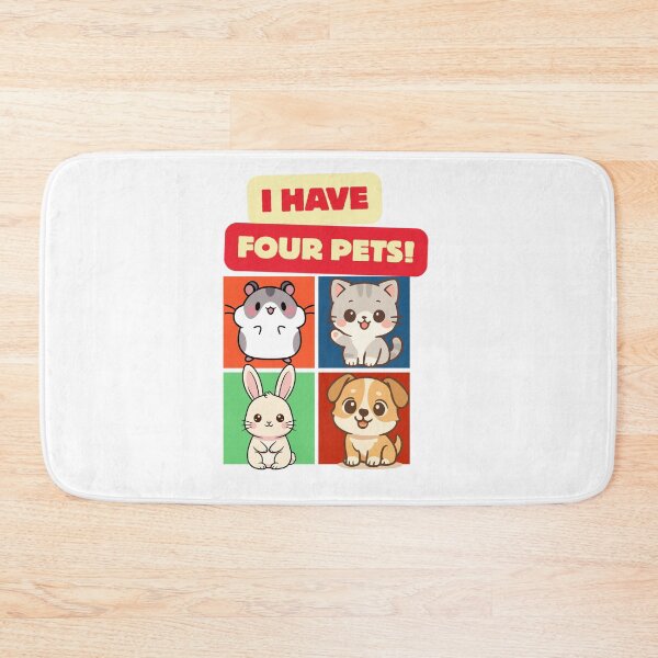 Item preview, Cute Four Pets Kawaii Animals - Hamster, Cat, Bunny, Dog Cartoon Pet Lover Design designed and sold by CreatiWorks.