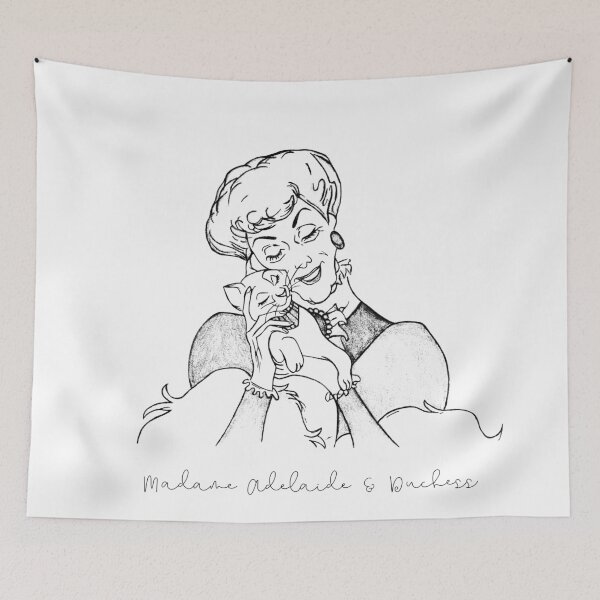 Item preview, Aristocratic Cat Black and White Illustration · Duchess & Madame Adelaide · Classic Animation Inspired · Vintage Character Art - Calligraphie designed and sold by Atropa Parcae.