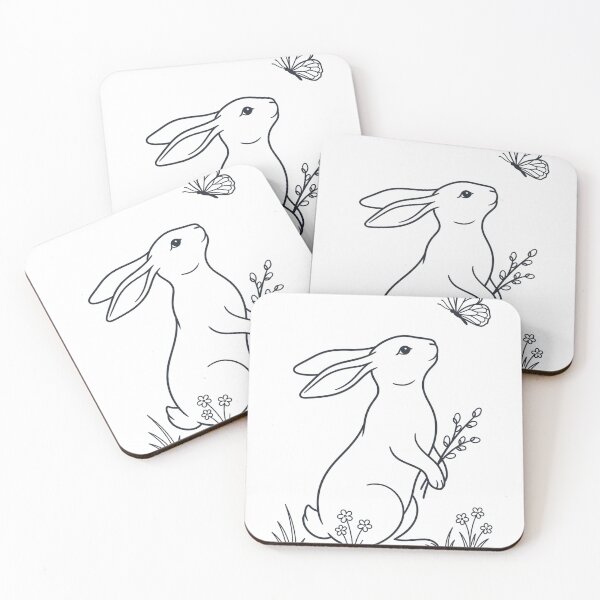 Item preview, Minimalist Bunny with Butterfly – Elegant Nature Rabbit Line Art Design designed and sold by PrintOnGeek.