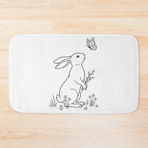 Item preview, Minimalist Bunny with Butterfly – Elegant Nature Rabbit Line Art Design designed and sold by PrintOnGeek.