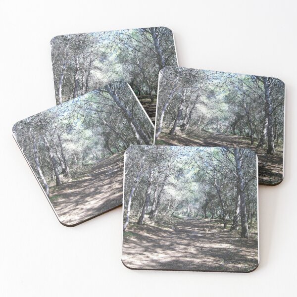 Item preview, Sunlit Forest Path Through Pine Trees Along a Quiet Woodland Trail With Dappled Shadows designed and sold by Nmallia.
