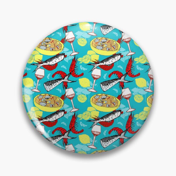 Item preview, Mediterranean Seafood and Wine Seamless Pattern designed and sold by Rômulo Queiroz.