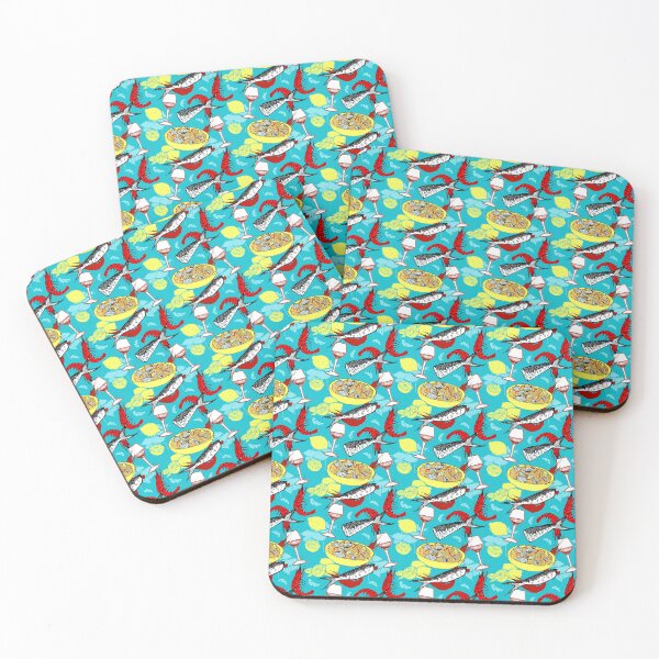 Item preview, Mediterranean Seafood and Wine Seamless Pattern designed and sold by Rômulo Queiroz.