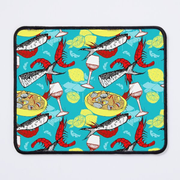 Item preview, Mediterranean Seafood and Wine Seamless Pattern designed and sold by Rômulo Queiroz.