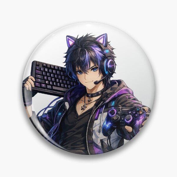 Item preview, Cool Anime Gamer Boy with Headset – Gaming Aesthetic Character designed and sold by Pixel Ronin.