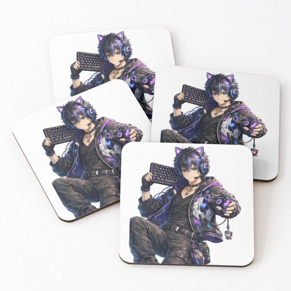 Item preview, Cool Anime Gamer Boy with Headset – Gaming Aesthetic Character designed and sold by Pixel Ronin.