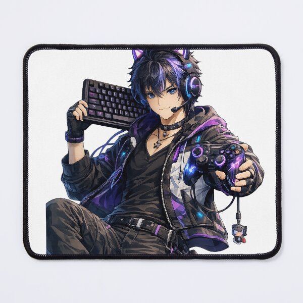 Item preview, Cool Anime Gamer Boy with Headset – Gaming Aesthetic Character designed and sold by Pixel Ronin.