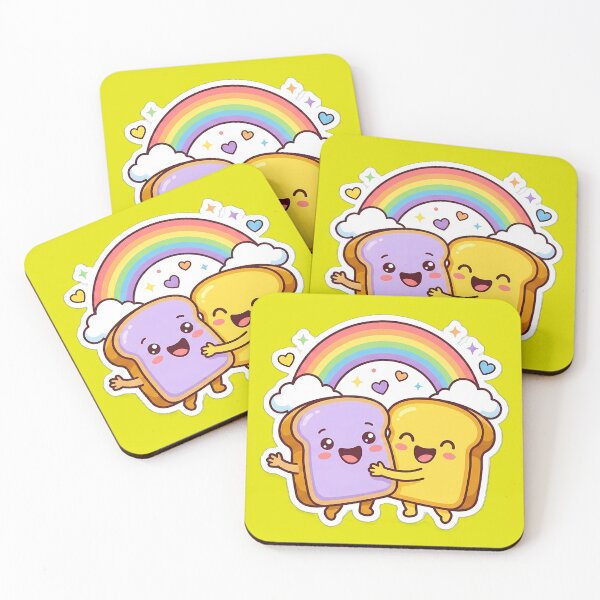 Item preview, Cute Kawaii Toast Couple Hugging - Rainbow Sticker designed and sold by PawsyVibe.
