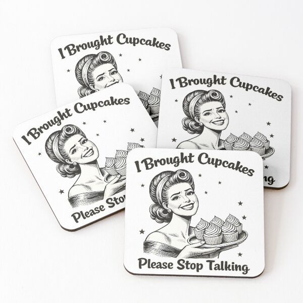 Item preview, I Brought Cupcakes Please Stop Talking Funny Retro Baker Sarcastic Meme designed and sold by AmazingViews.
