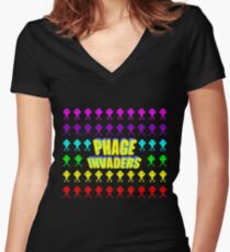 Phage invaders Women's Fitted V-Neck T-Shirt