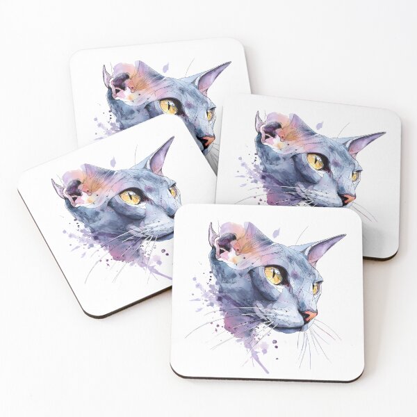 Item preview, Lavender Geometric Watercolor Cat Face. designed and sold by Mr Lee.