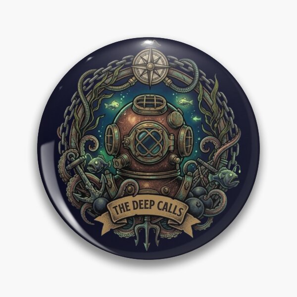 Item preview, The Deep Calls – Nautical Diver Emblem designed and sold by Dogandesighn.