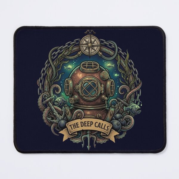 Item preview, The Deep Calls – Nautical Diver Emblem designed and sold by Dogandesighn.