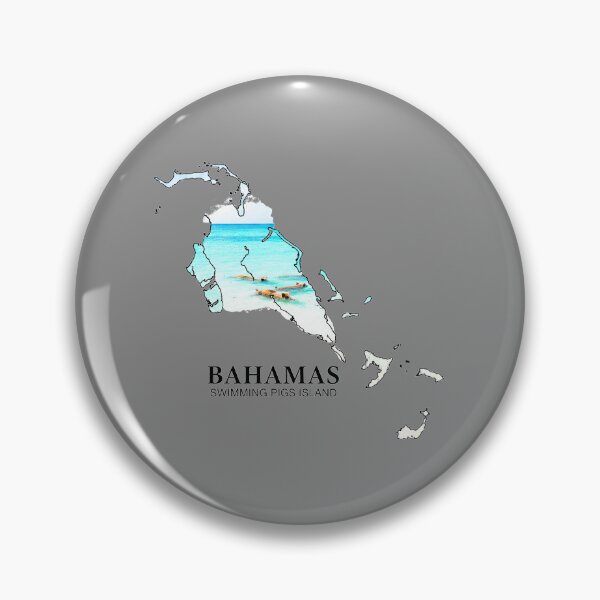 Item preview, Bahamas Map Art - Pig Beach Swimming Pigs Island Tropical Design designed and sold by AbulailArt.