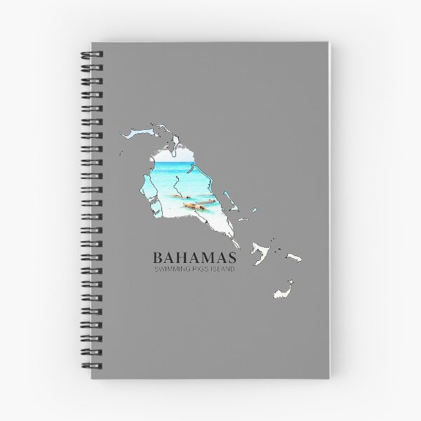 Item preview, Bahamas Map Art - Pig Beach Swimming Pigs Island Tropical Design designed and sold by AbulailArt.