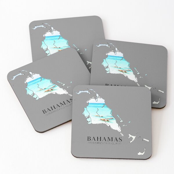 Item preview, Bahamas Map Art - Pig Beach Swimming Pigs Island Tropical Design designed and sold by AbulailArt.