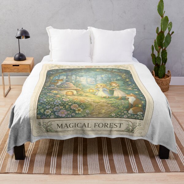 Item preview, Magical Forest Cute Girls Fantasy Garden Kawaii Fairytale Illustration designed and sold by Teenidesign .