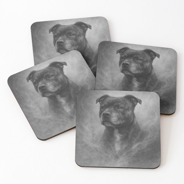 Item preview, Staffordshire Bull Terrier Graphite Portrait – Black and White Staffy Dog Art designed and sold by GeoWild Designs.