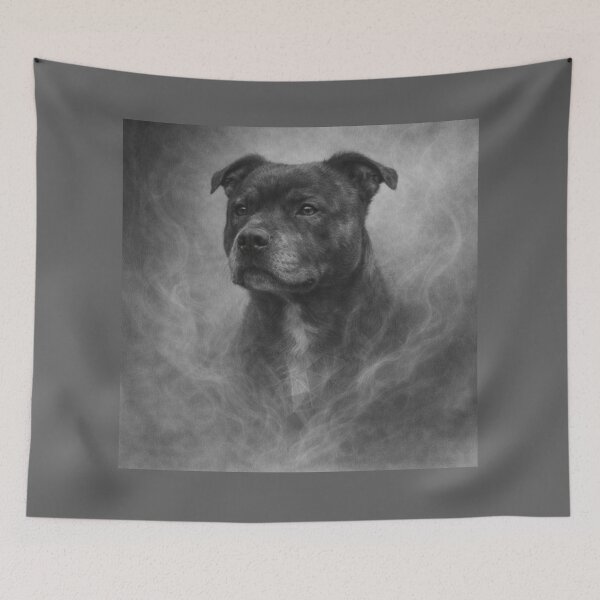 Item preview, Staffordshire Bull Terrier Graphite Portrait – Black and White Staffy Dog Art designed and sold by GeoWild Designs.