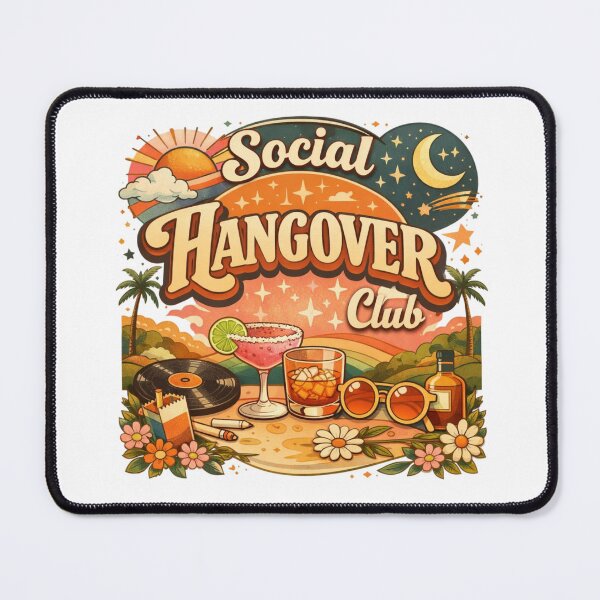 Item preview, Social Hangover Club Retro Aesthetic Party Quote Design designed and sold by Sanika arts .