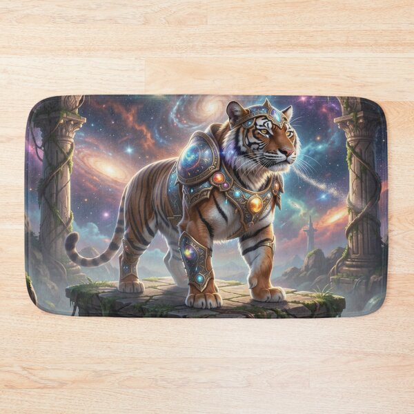 Artikelvorschau, Celestial Tiger Guardian in Ancient Fantasy Ruins – Cosmic Myth Power Art entworfen und verkauft von FotoworldEdel.