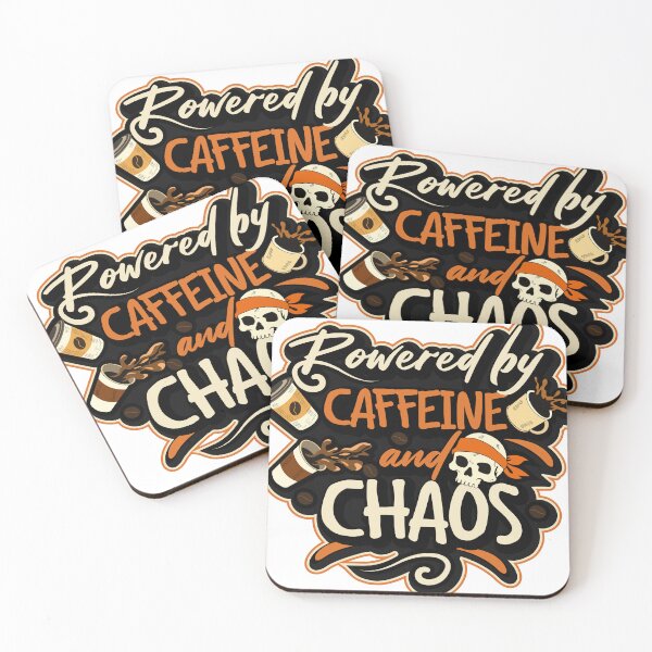 Item preview, Powered by Caffeine and Chaos PNG, Funny Sarcastic Skeleton Sublimation Design, Coffee Lover Digital Download, Spilled Coffee T-Shirt Design. designed and sold by DesignbyAnnaM.