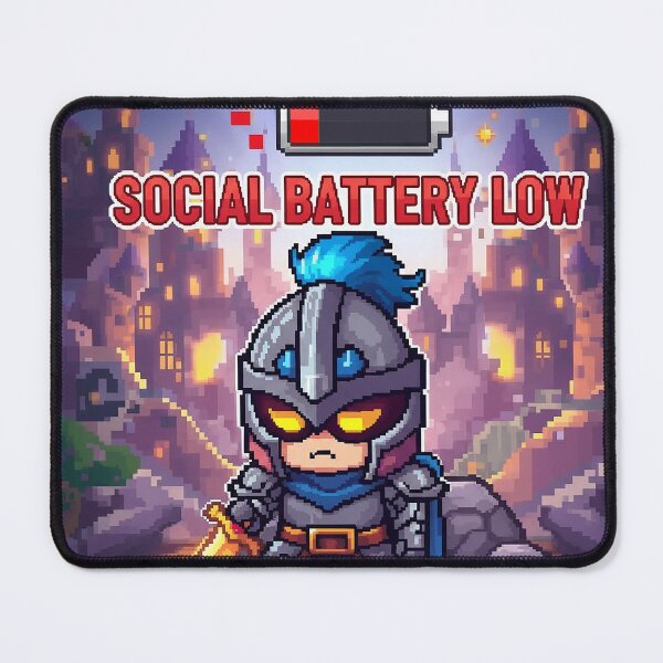 Item preview, Pico the Pixel Knight – Social Battery Low Meme designed and sold by roninlabstudio.