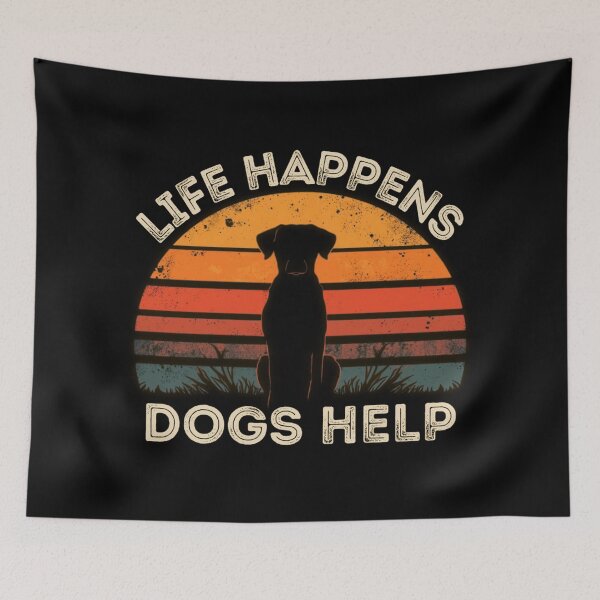 Item preview, Life Happens Dogs Help Retro Sunset Dog Lover Design designed and sold by PROPera-design.