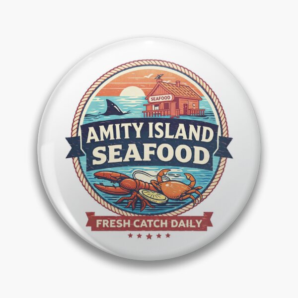 Item preview, Amity Island Seafood Vintage Beach Shack Logo Fresh Catch Daily Shirt designed and sold by GhostDawgs.
