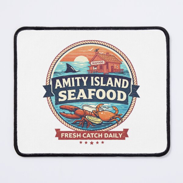 Item preview, Amity Island Seafood Vintage Beach Shack Logo Fresh Catch Daily Shirt designed and sold by GhostDawgs.
