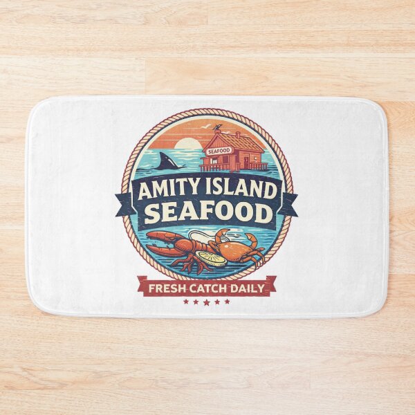 Item preview, Amity Island Seafood Vintage Beach Shack Logo Fresh Catch Daily Shirt designed and sold by GhostDawgs.