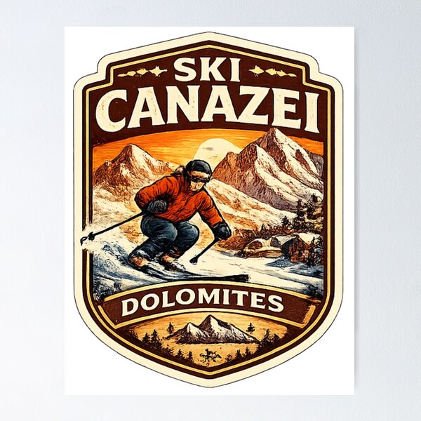 Item preview, Ski Canazei Dolomites Vintage Sticker – Alpine Ski Resort Italy Winter Sports Decal designed and sold by OneMoments.