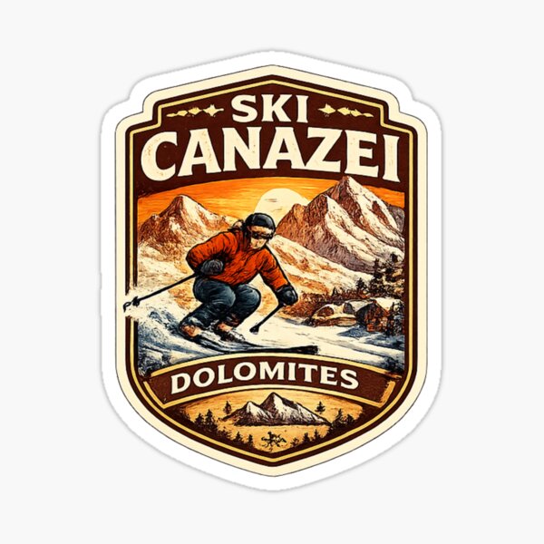 Item preview, Pegatina vintage de esquí de Canazei Dolomitas – Estación de esquí alpino de Italia, calcomanía para deportes de invierno designed and sold by OneMoments.