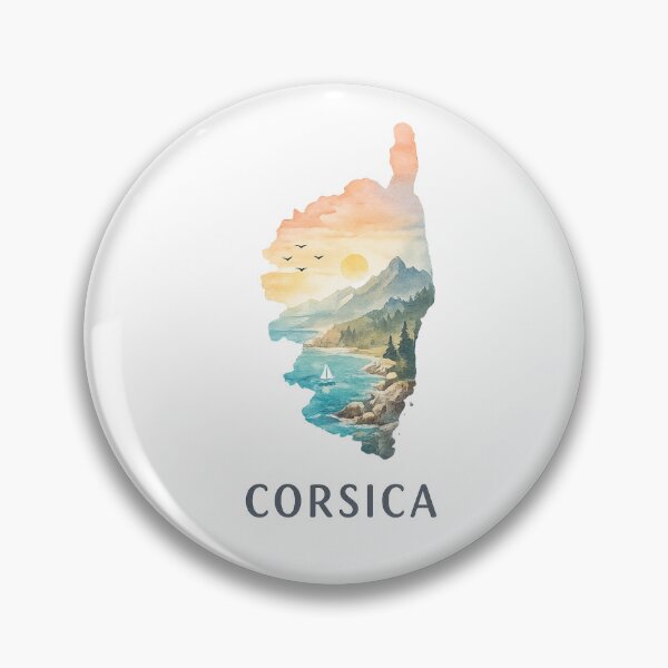 Item preview, Corsica Minimalist Watercolor Island Icon – Mediterranean Landscape Art designed and sold by StickyDelights.