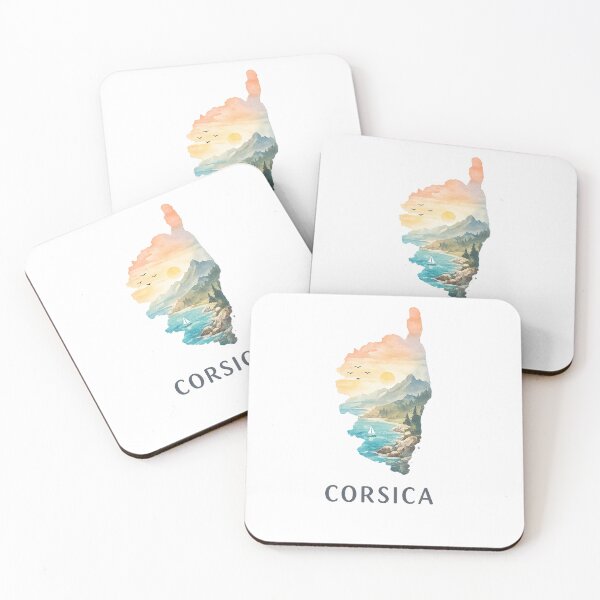 Item preview, Corsica Minimalist Watercolor Island Icon – Mediterranean Landscape Art designed and sold by StickyDelights.