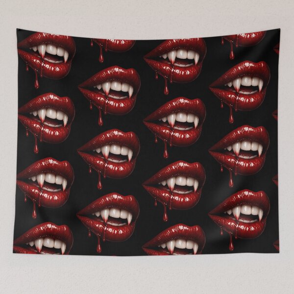 Item preview, Vampire Lips Fangs Blood Drip Gothic Aesthetic Sticker designed and sold by ArcanePrintsxo.
