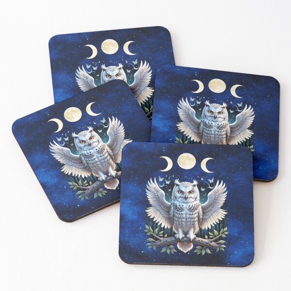 Item preview, Triple Moon Snow Owl – Enchanted Witchy Forest Guardian designed and sold by MysticOzzy.