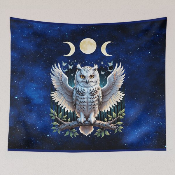 Item preview, Triple Moon Snow Owl – Enchanted Witchy Forest Guardian designed and sold by MysticOzzy.