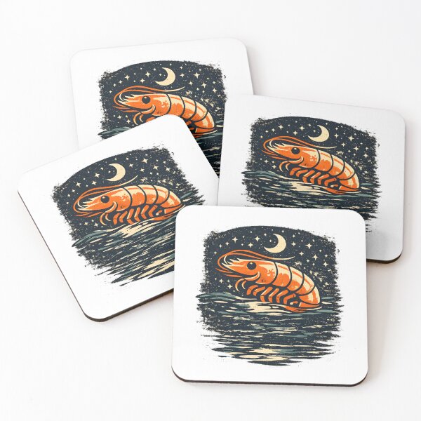 Item preview, Midnight Ocean BIg Prawn – Vintage Nautical Illustration designed and sold by TomoMadeIt.