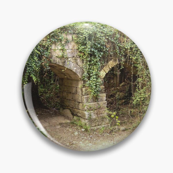 Item preview, Overgrown Stone Arch Ruins in a Forest Path Covered With Ivy and Moss designed and sold by Nmallia.